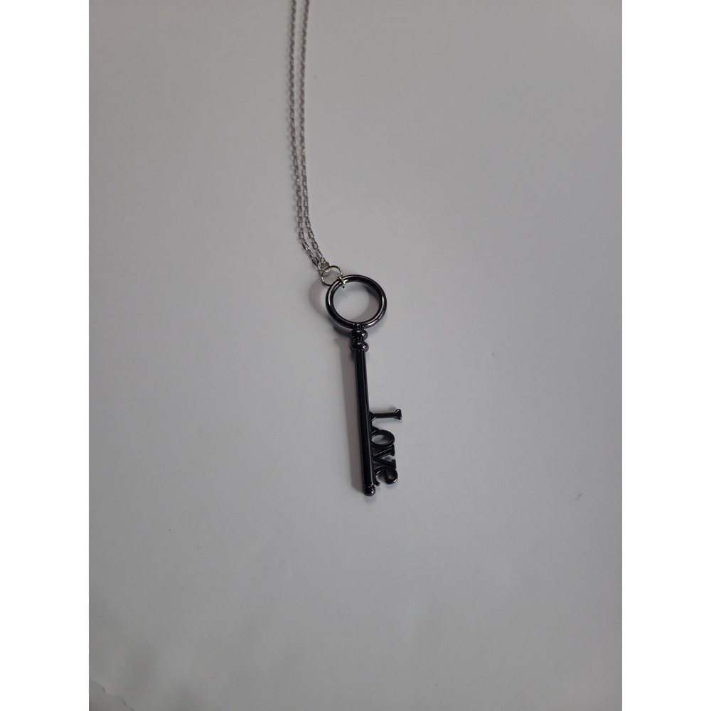 Silver Tone LOVE Skeleton Key Pendant Necklace Romantic Vintage Style Jewelry - Picture 8 of 10